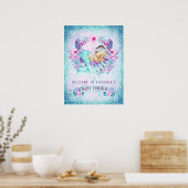 Mermaid Baby Girl Shower Welkomstsignalen Poster (Keuken)