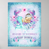 Mermaid Baby Girl Shower Welkomstsignalen Poster (Voorkant)