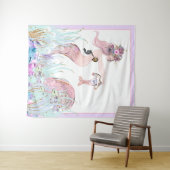 Mermaid Baby Shower Achtergrond Banners Wandkleed (In Situ (horizontaal))
