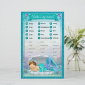 Mermaid Baby shower Animal Match Game #130 (Staand voorkant)