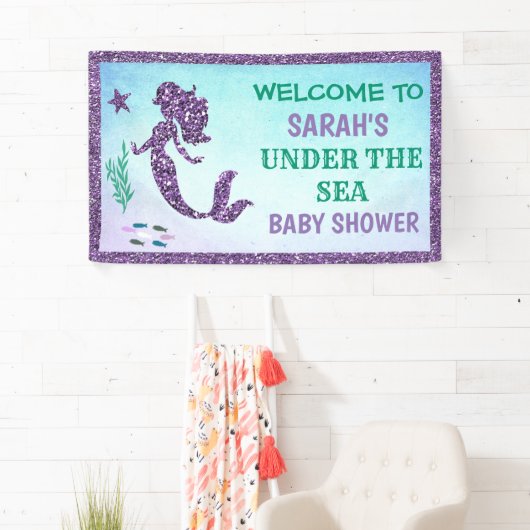 Mermaid Baby shower Banner (Insitu)