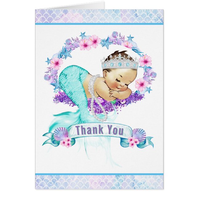 Mermaid Baby Shower Bedankkaartjes (Voorkant)
