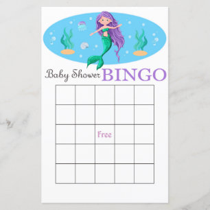 Mermaid baby shower bingo