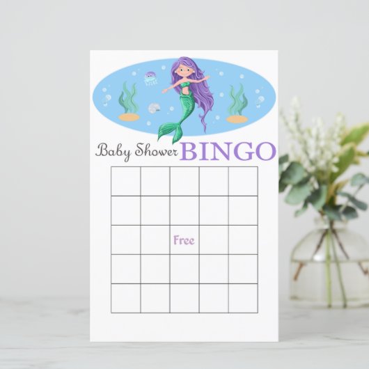 Mermaid baby shower bingo (Staand voorkant)
