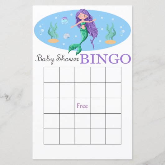 Mermaid baby shower bingo (Voorkant)