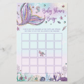Mermaid Baby shower Bingo Game Activity Baby Girl (Voorkant)