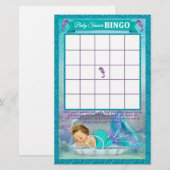 Mermaid Baby shower Bingo Game Kaart #130 (Voorkant / Achterkant)