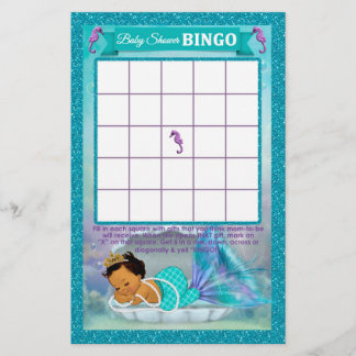Mermaid Baby shower Bingo Game Kaart #136