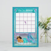 Mermaid Baby shower Bingo Game Kaart #136 (Staand voorkant)