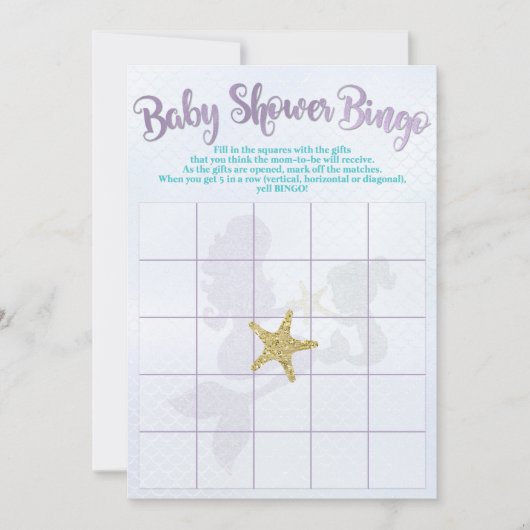 Mermaid Baby shower Bingo Kaarten (Voorkant)