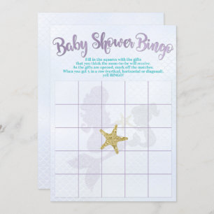 Mermaid Baby shower Bingo Kaarten