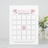 Mermaid Baby Shower Bingo Onder De Zee Roze Kaart (Staand voorkant)