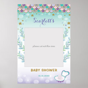 Mermaid Baby shower Birthday Photo Booth Prop Poster
