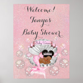 Mermaid Baby shower Birthday Welcome Sign Shell Poster
