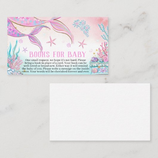 Mermaid Baby shower Books for Baby Visitekaartje (Voorkant / Achterkant)