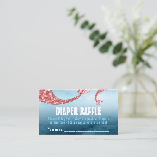 Mermaid Baby shower Diaper Raffle Card Informatiekaartje (Staand voorkant)