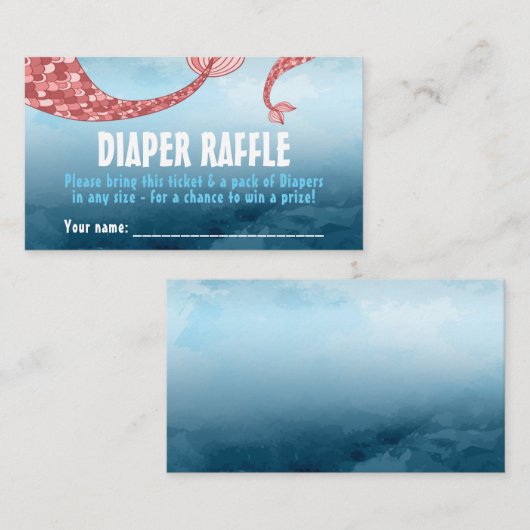 Mermaid Baby shower Diaper Raffle Card Informatiekaartje (Voorkant / Achterkant)