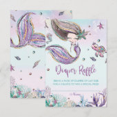Mermaid Baby shower Diaper Raffle Ticket Card Kaart (Voorkant / Achterkant)