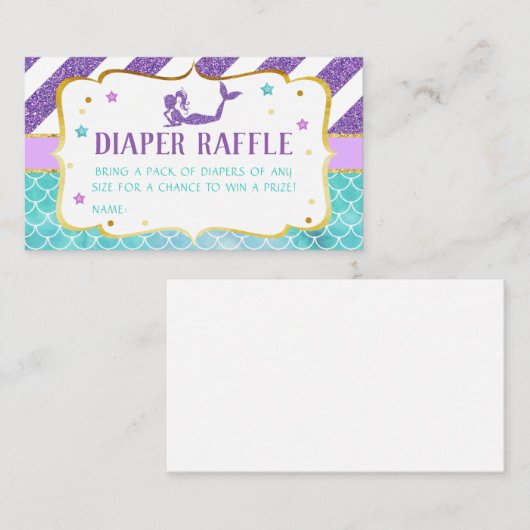 Mermaid Baby shower Diaper Raffle Visitekaartje (Voorkant / Achterkant)