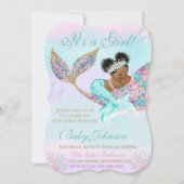 Mermaid  Baby shower Glitter Tail Kaart (Voorkant)