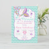 Mermaid Baby shower Invitation Baby Girl Party Kaart (Staand voorkant)