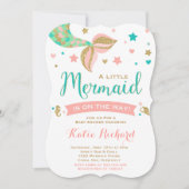 Mermaid Baby shower Invitation Blauwgroen Coral Go Kaart (Voorkant)