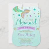 Mermaid Baby shower Invitation Blauwgroen Paars Go Kaart (Voorkant)