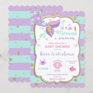 Mermaid Baby shower Invitation Card Girl Kaart