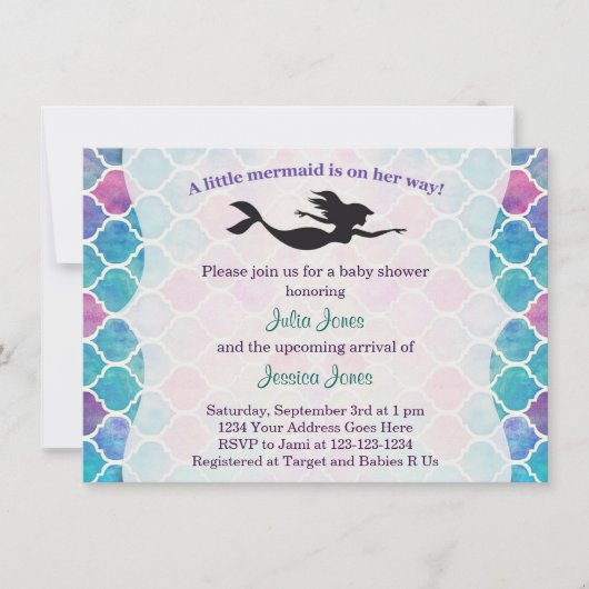 Mermaid Baby shower Invitation Kaart (Voorkant)