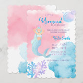 Mermaid Baby shower Invitation Kaart (Voorkant / Achterkant)