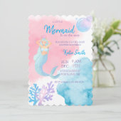 Mermaid Baby shower Invitation Kaart (Staand voorkant)
