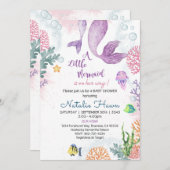 Mermaid Baby shower Invitation Kaart (Voorkant / Achterkant)