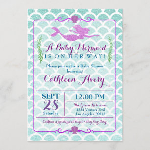Mermaid Baby shower Invitation Kaart