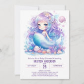 Mermaid Baby shower Invitation Kaart (Voorkant)