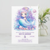 Mermaid Baby shower Invitation Kaart (Staand voorkant)