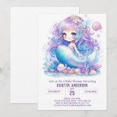 Mermaid Baby shower Invitation Kaart (Voorkant / Achterkant)