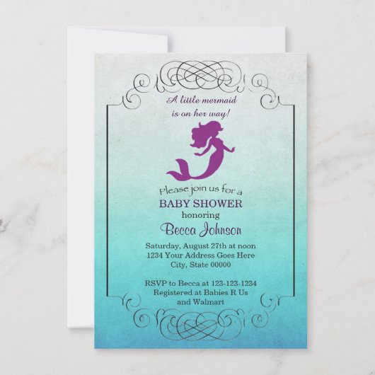 Mermaid Baby shower Invitation Kaart (Voorkant)