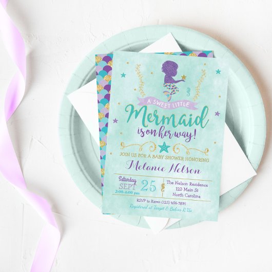 Mermaid Baby shower Invitation Kaart