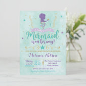 Mermaid Baby shower Invitation Kaart (Staand voorkant)