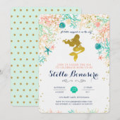 Mermaid Baby shower Invitation Kaart (Voorkant / Achterkant)
