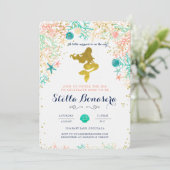 Mermaid Baby shower Invitation Kaart (Staand voorkant)