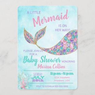 Mermaid Baby shower Invitation, onder het Zee Kaart