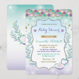 Mermaid Baby shower Invitation Paarse gouden oceaa Kaart