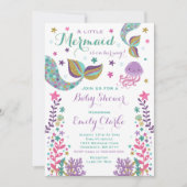 Mermaid Baby shower Invitation Roze Gouden Douche Kaart (Voorkant)
