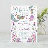 Mermaid Baby shower Invitation Roze Gouden Douche Kaart (Staand voorkant)