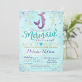 Mermaid Baby shower Invitation Sprinkle Kaart (Staand voorkant)