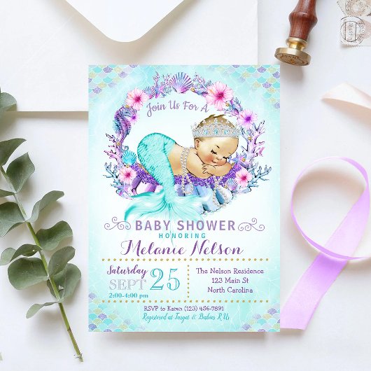 Mermaid Baby shower Invitation Sprinkle Kaart