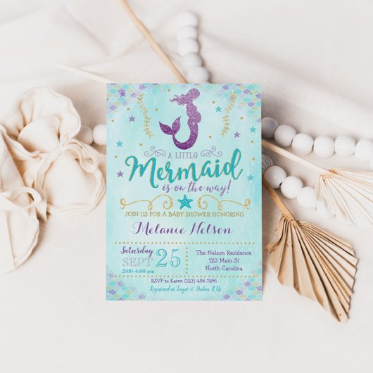 Mermaid Baby shower Invitation Sprinkle Kaart