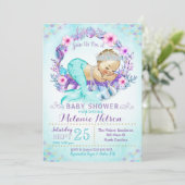 Mermaid Baby shower Invitation Sprinkle Kaart (Staand voorkant)