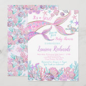 Mermaid Baby shower Kaart (Voorkant / Achterkant)